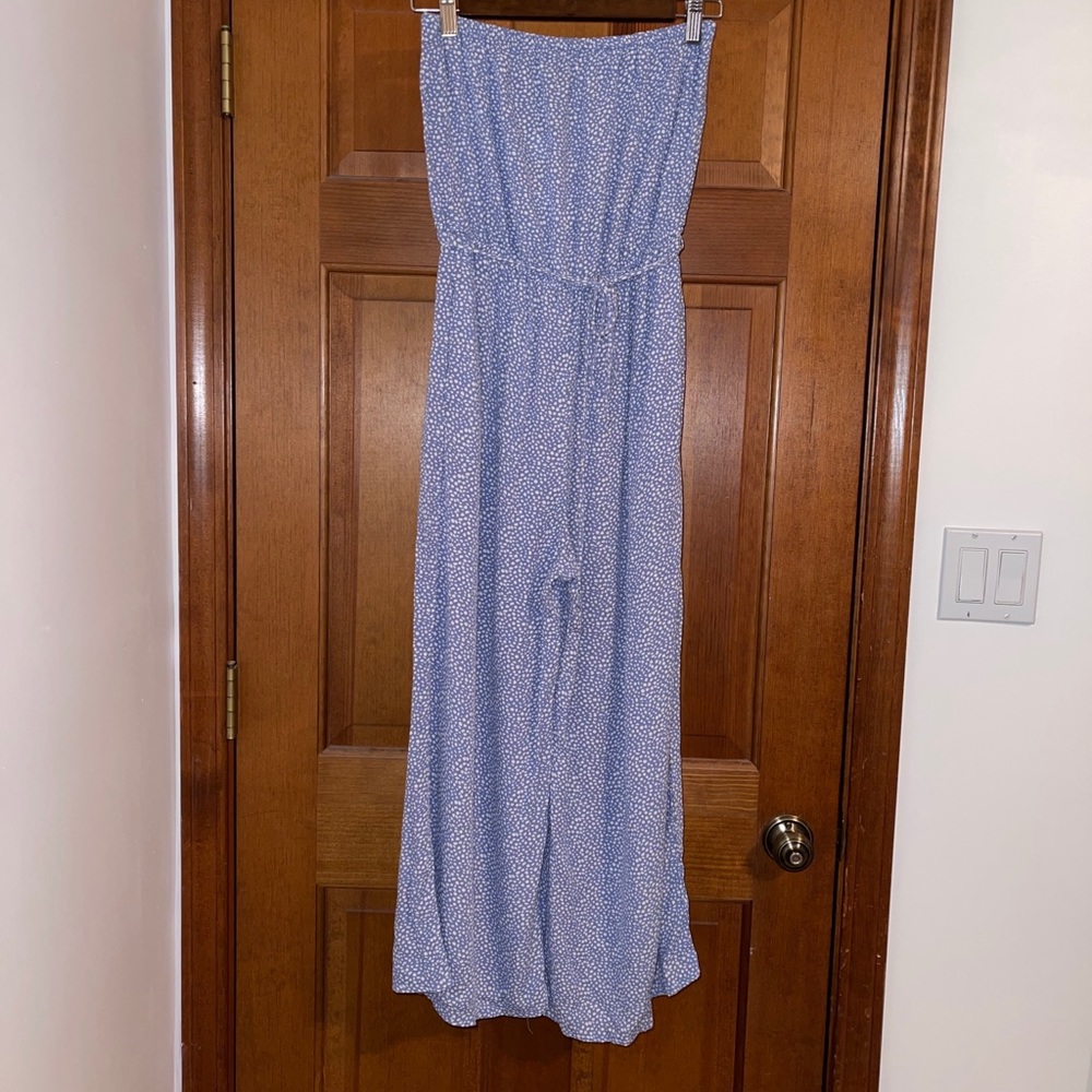 Jumpsuit blue with white polka dots